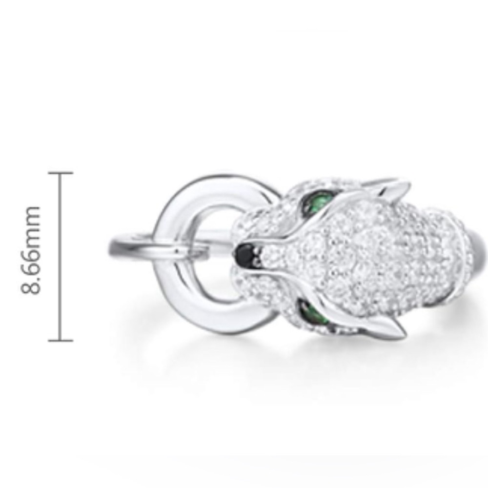 925 Sterling Silver Cubic Zirconia Panther Ring - Picture 9 of 9